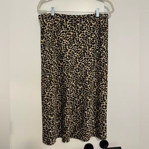 J. Crew leopard print midi satin skirt